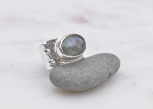 Iridescent Dreaming - One off, limited edition designs. By Clare Quinlan. Labarodite in Sterling Silver - Zambezi Ring