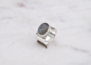 Iridescent Dreaming - One off, limited edition designs. By Clare Quinlan. Labarodite in Sterling Silver - Zambezi Ring