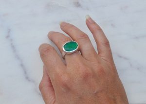 Green Onyx stone set on a sterling silver band.