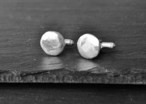 Round organic shape 100% sterling silver, handcrafted cufflinks